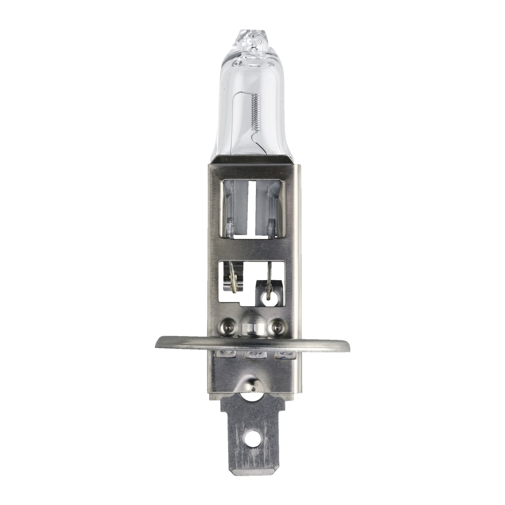 En Philips Vision Rally halogenlampa med metallbas och transparent glaslock.