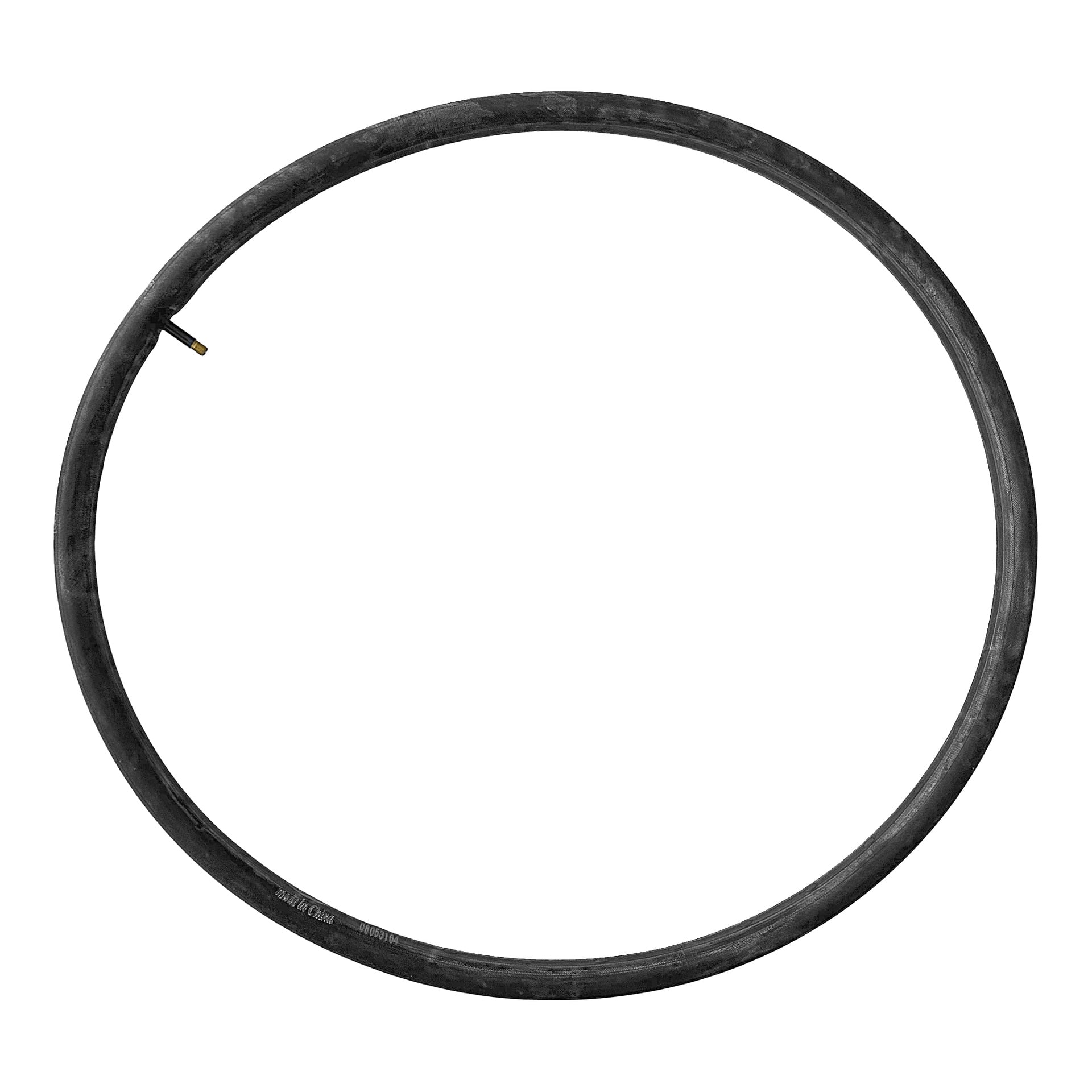 Innerslangs-elcykeln är en svart gummislang med en metallventilstam, visad i cirkulär form.