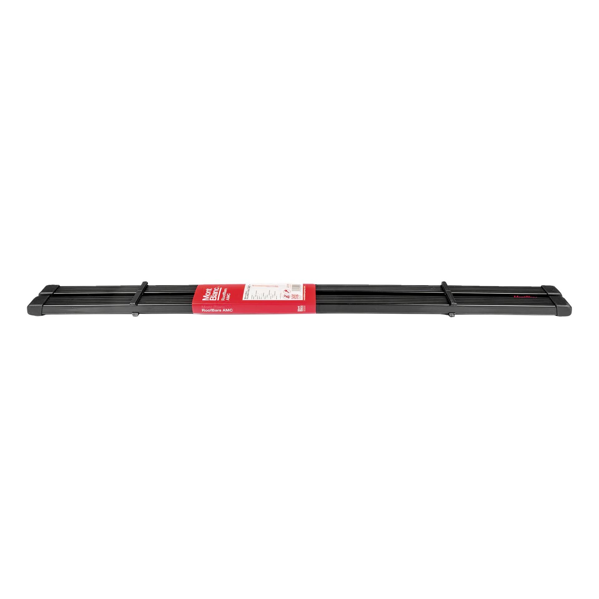 Et svart metallstativ med parallelle stenger og en sentral rød etikett med produktdetaljer.