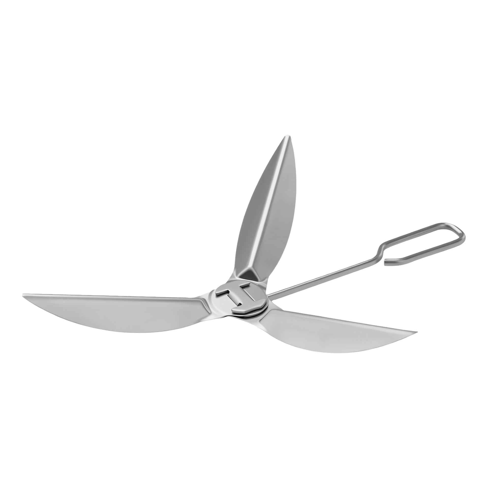Propeller-kitets kettle grill 7443 inkluderar en trebladig propeller med central nav på en rak stång som slutar i en ögla.