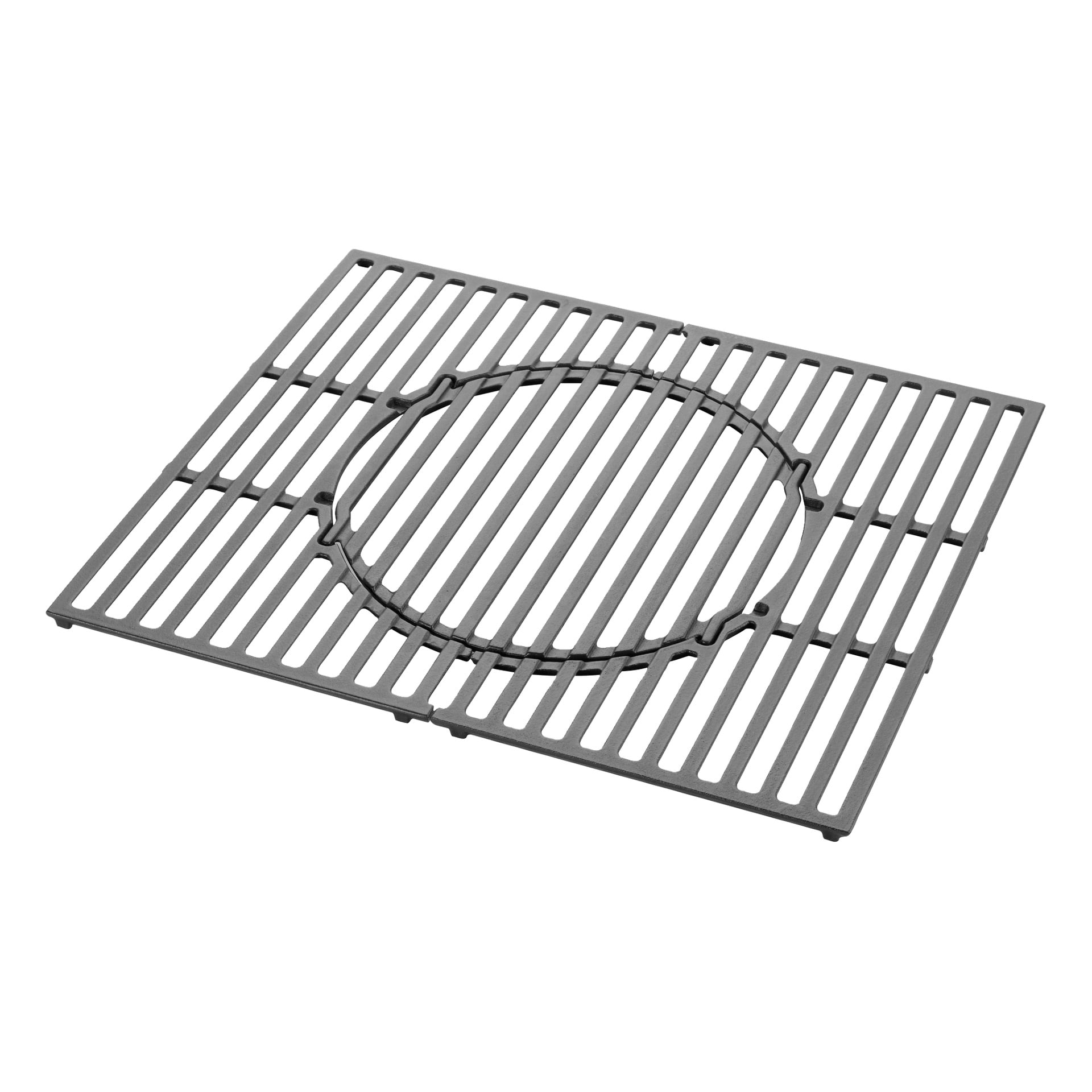 Grill grill, grill gazowy 8846, posiada prostokątną metalową kratę z centralnym, okrągłym otworem i równomiernie rozmieszczonymi równoległymi prętami.