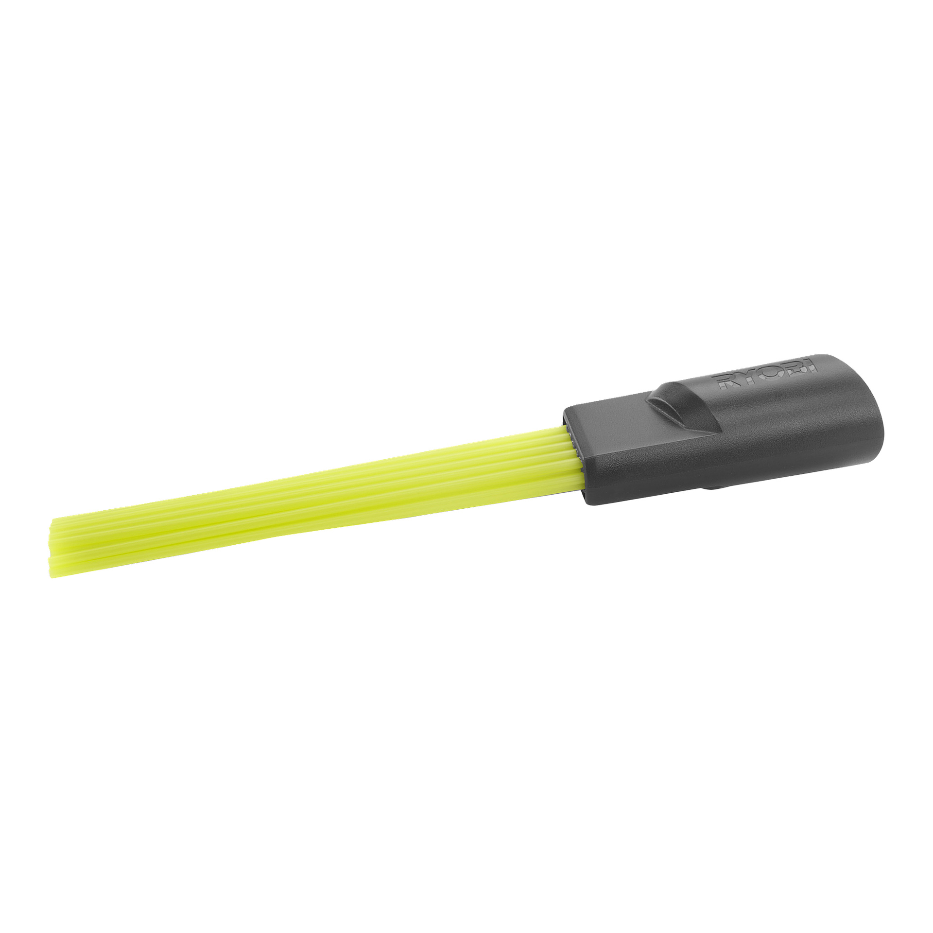 Ryobi RSVMCT:s sprickmunstycke har ett svart cylinderhandtag och raka gula borst som breder ut sig från ena änden.