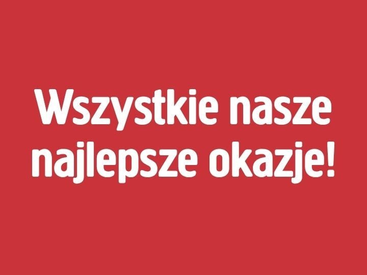 Biały napis na czerwonym tle brzmi: „Wszystkie nasze najlepsze oferty!”.