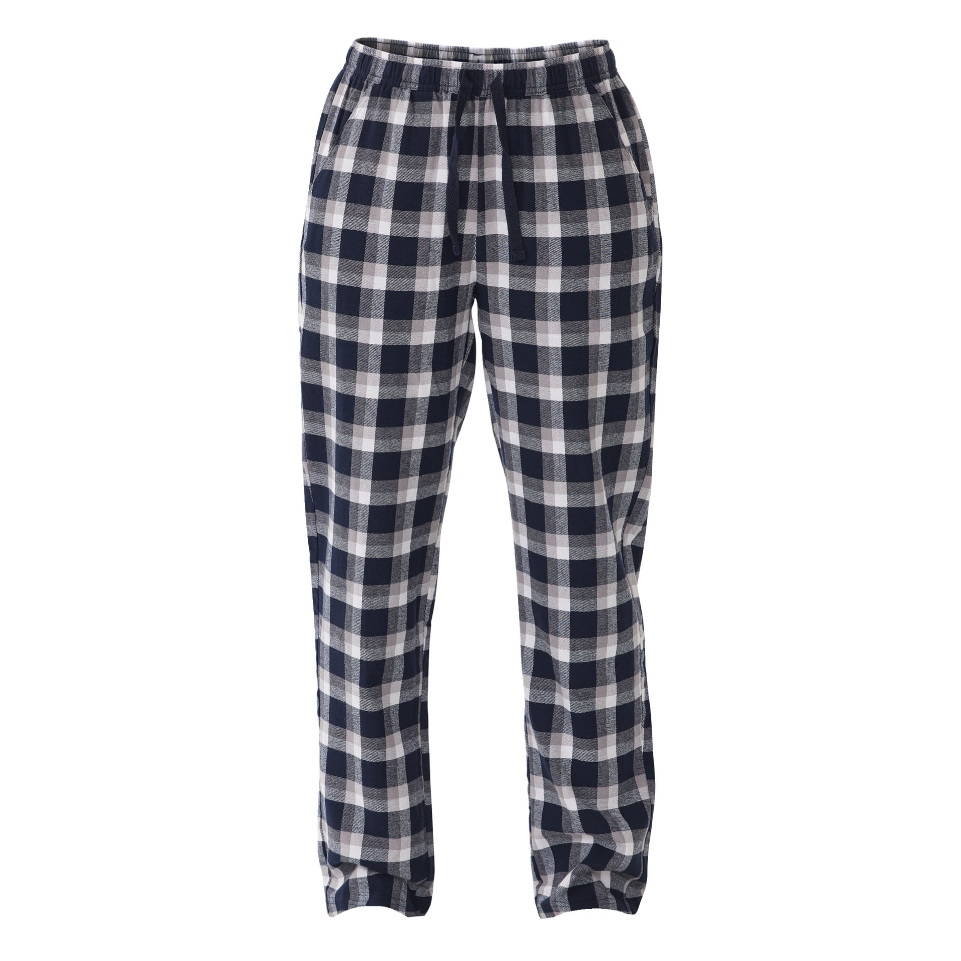 Bluewear Pyjamasbyxorna är långa och designade med elastisk midjeband, justerbar dragsko och sidofickor. De har ett rutigt mönster i svart, vitt och grått toner.