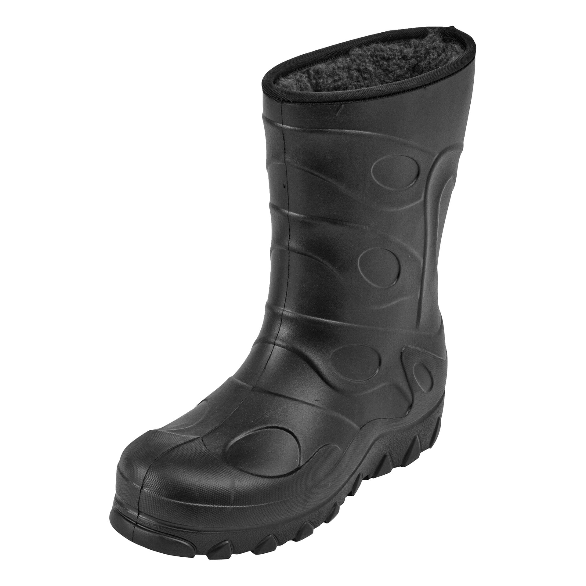 Kayoba Outdoor Warm gumowe buty podszewające mają jednolity wygląd z okrągłymi wzorami faktury, solidną podeszwę z bieżnikiem i są podszyte polarem dla dodatkowego ciepła.