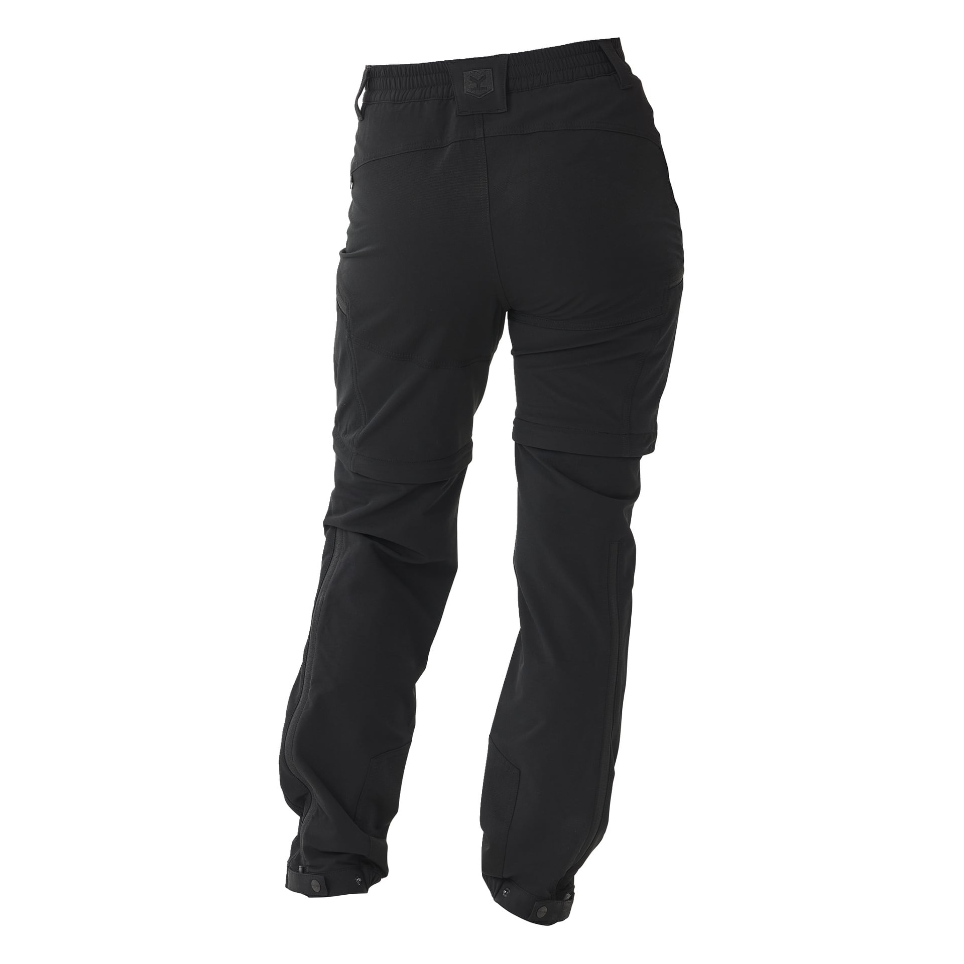 Kayoba Outdoor Women's Abisko-bukser vises bakfra, med avtakbare legg som gjør det mulig å gjøre dem om til shorts. Designet inkluderer en avslappet passform og forsterkede sømmer.