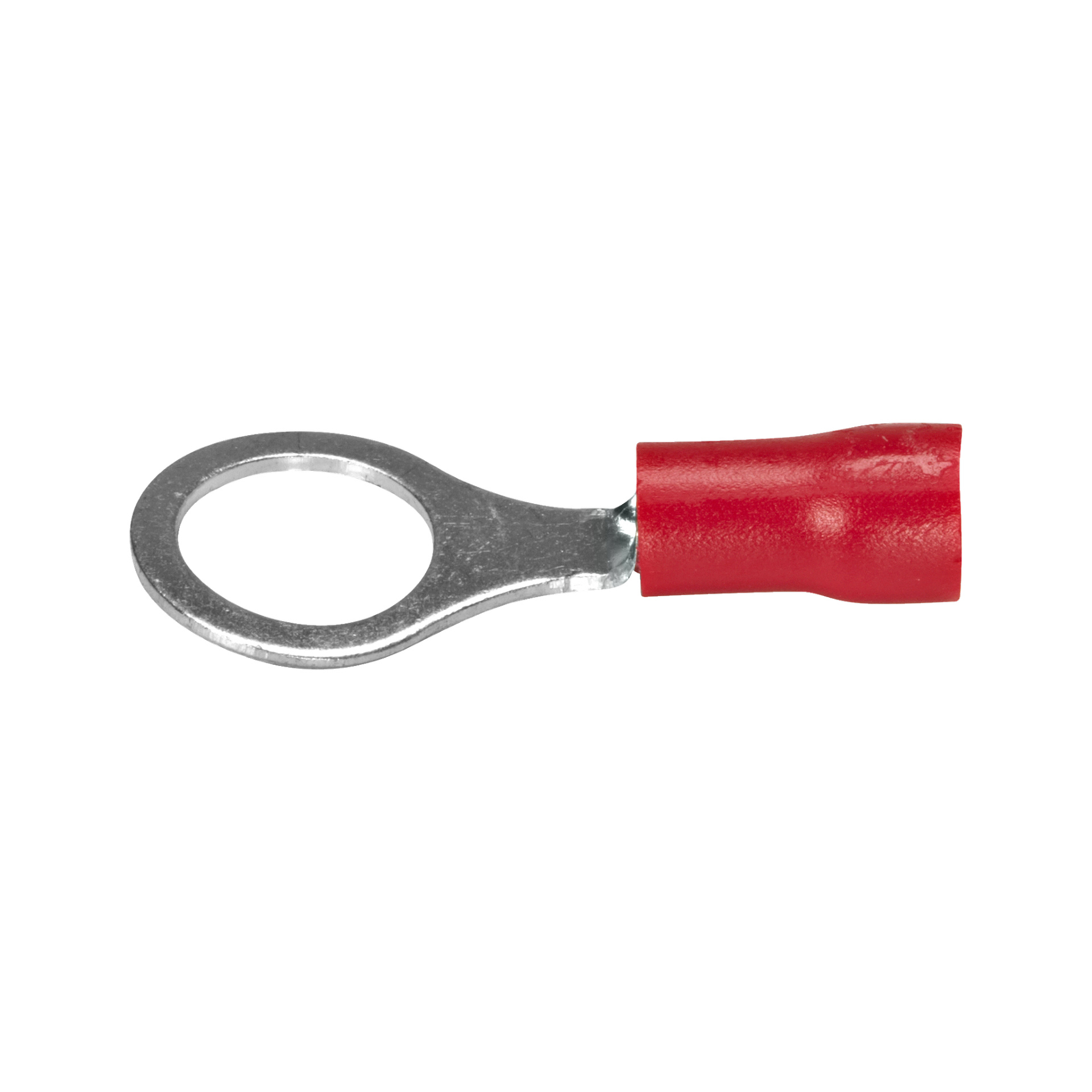 En detaljerad vy av en Hamron-kabelring med en röd isolerad hylsa, en del av ett 10-pack set som ofta används för eldragning.