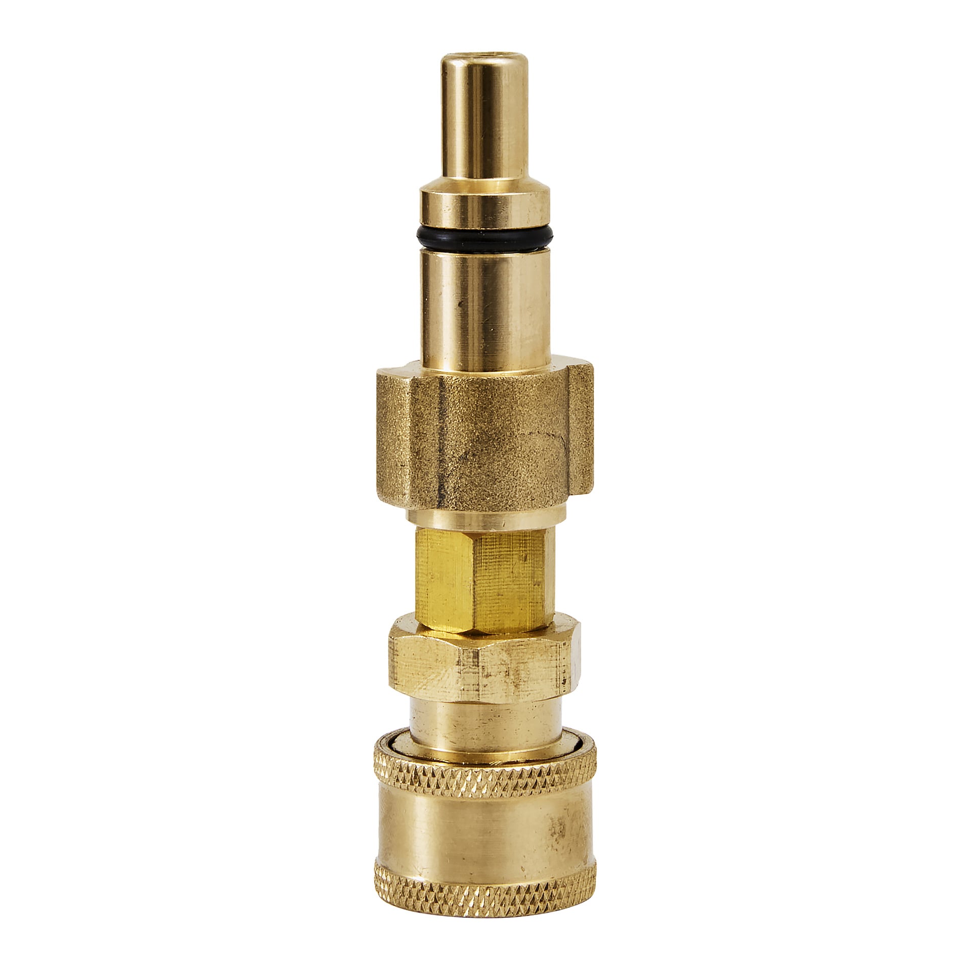 Sonax Lavor-adapter för skummunstycke Profiline QuickConnect, med en metallkropp i mässing med snabbanslutning i basen och gängad anslutning upptill.