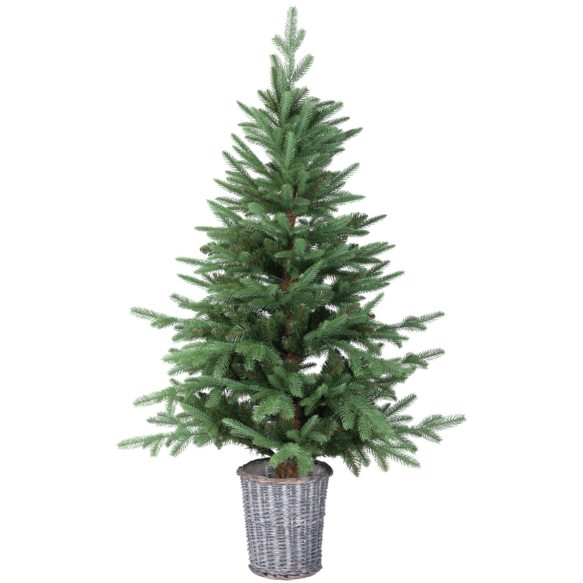 Kleiner Weihnachtsbaum in einem geflochtenen Korb von EKVIP.