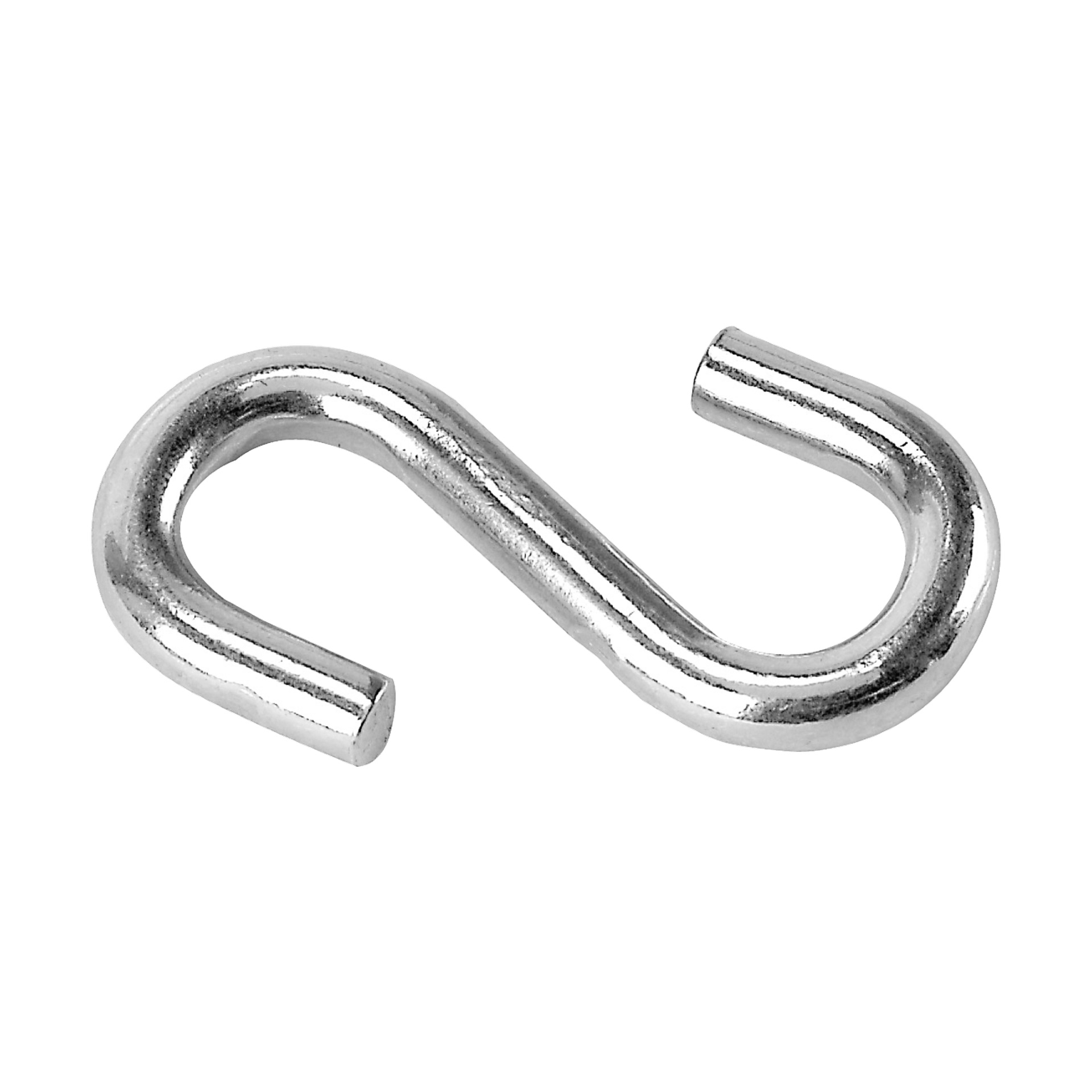 En Kayoba Marine S-hook med polerad metallfinish har öppna ändar för bekväm upphängning eller sammanfogning av olika föremål.