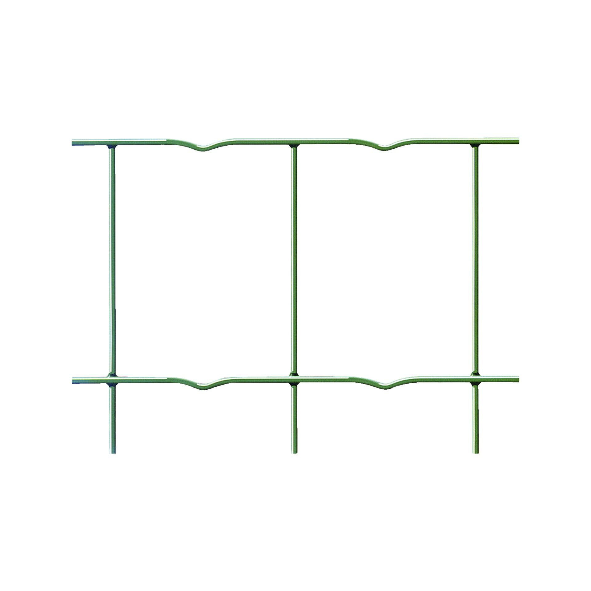 En närbild av Axley Wire-nätet Eurofence visar dess gröna rektangulära rutnätsmönster.