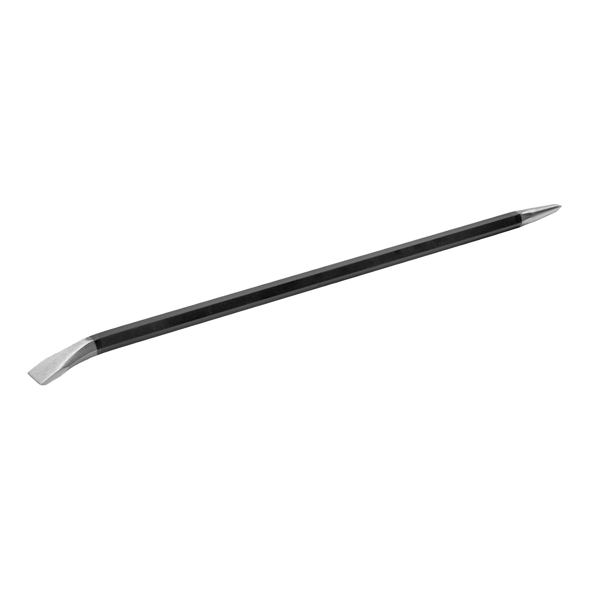Et Meec Tools brekkstang med en sekskantet aksel, som viser en flat, vinklet spiss i den ene enden og en spiss, konisk spiss i den andre.