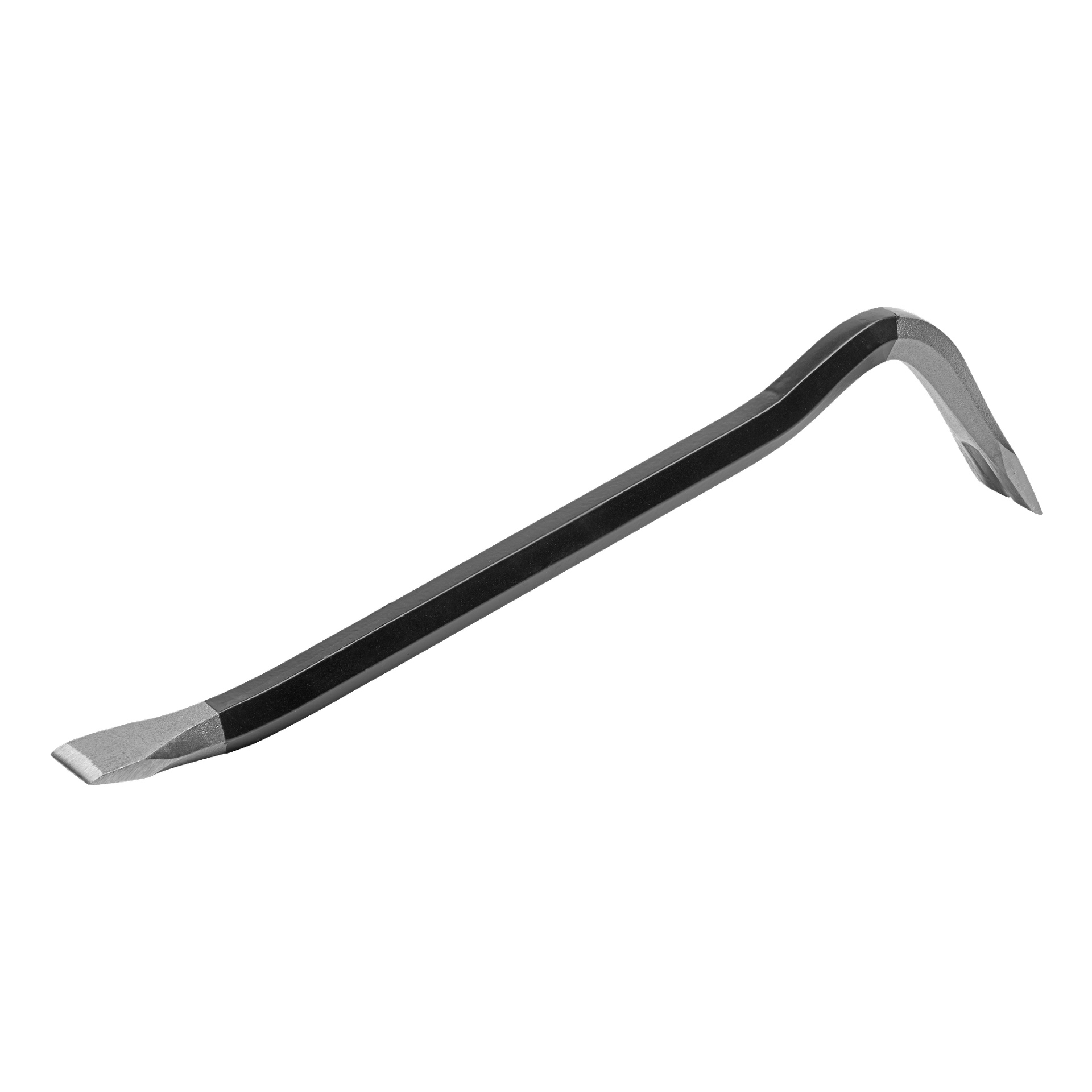 En Meec Tools Prowbar med en hexagonal stålform visas. Ena änden är vinklad och platt för bändning, medan den andra änden är rak med en mejslad spets.