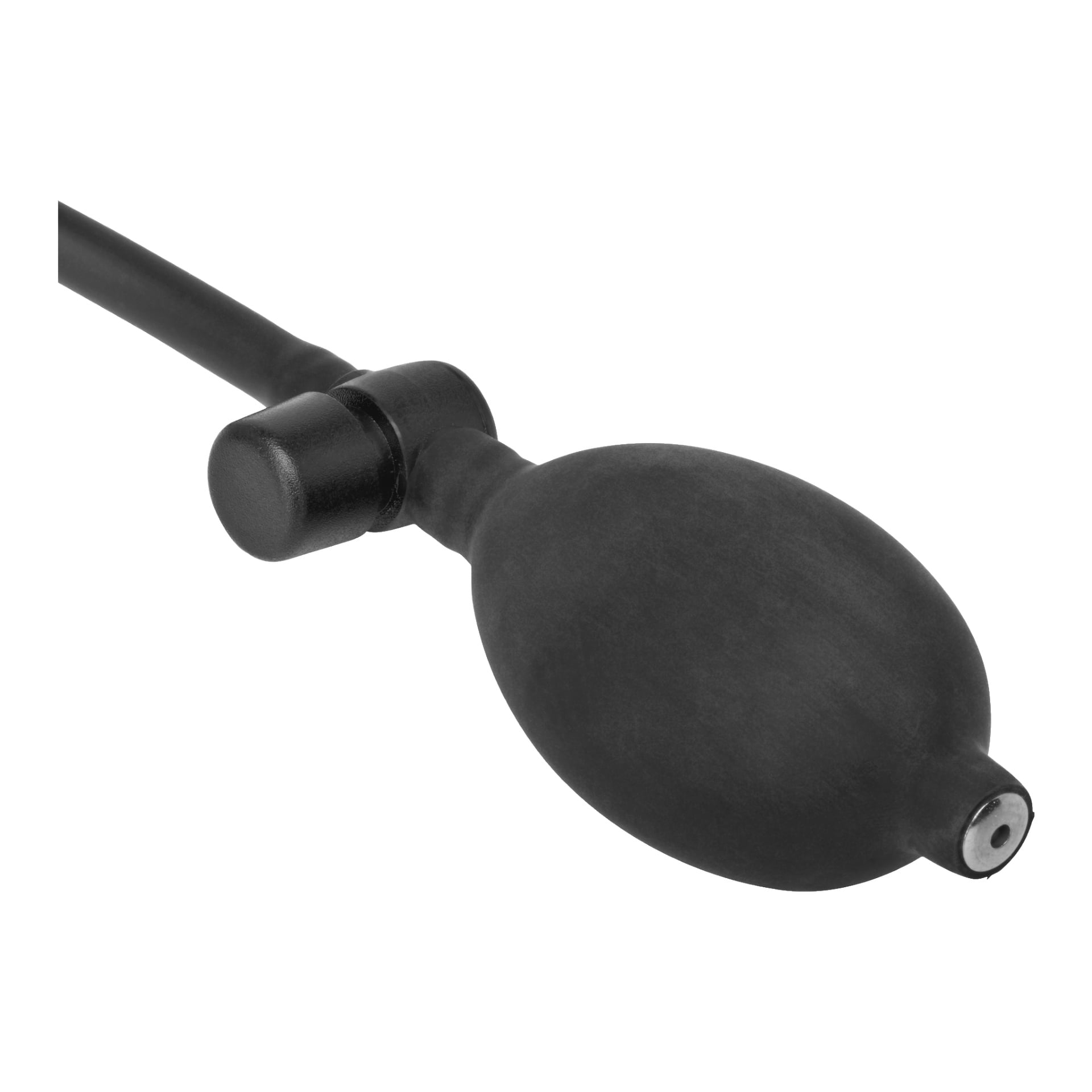 Podkładka Meec Tools Assembly z czarną gumową żarówką do nadmuchiwania i podłączoną rurką, zwykle używana do manualnych mankietów pomiaru ciśnienia i podobnych urządzeń medycznych.