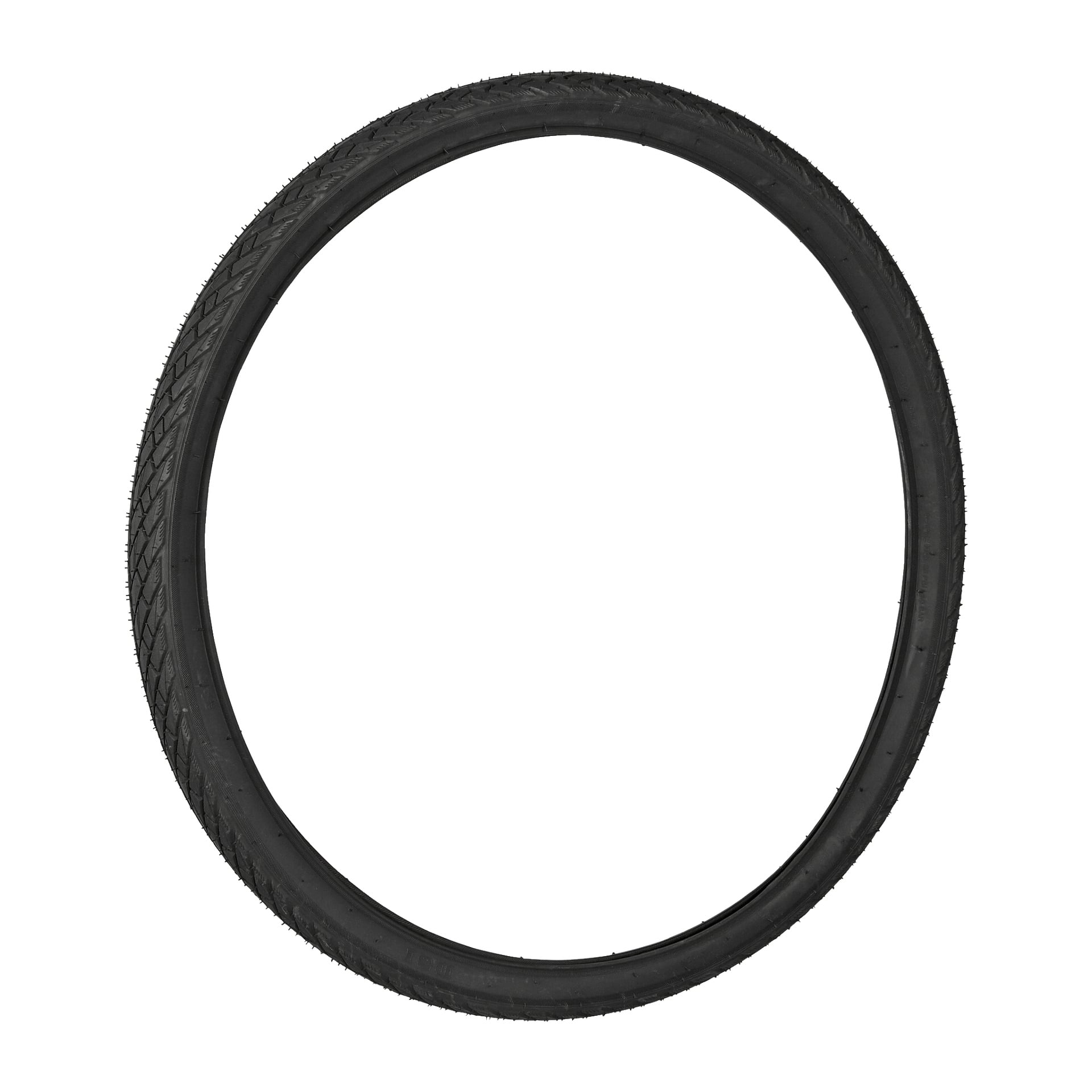 Ett svart Kayoba-cykeldäck med ett tydligt mönster visas upprätt i en helcirkelform.