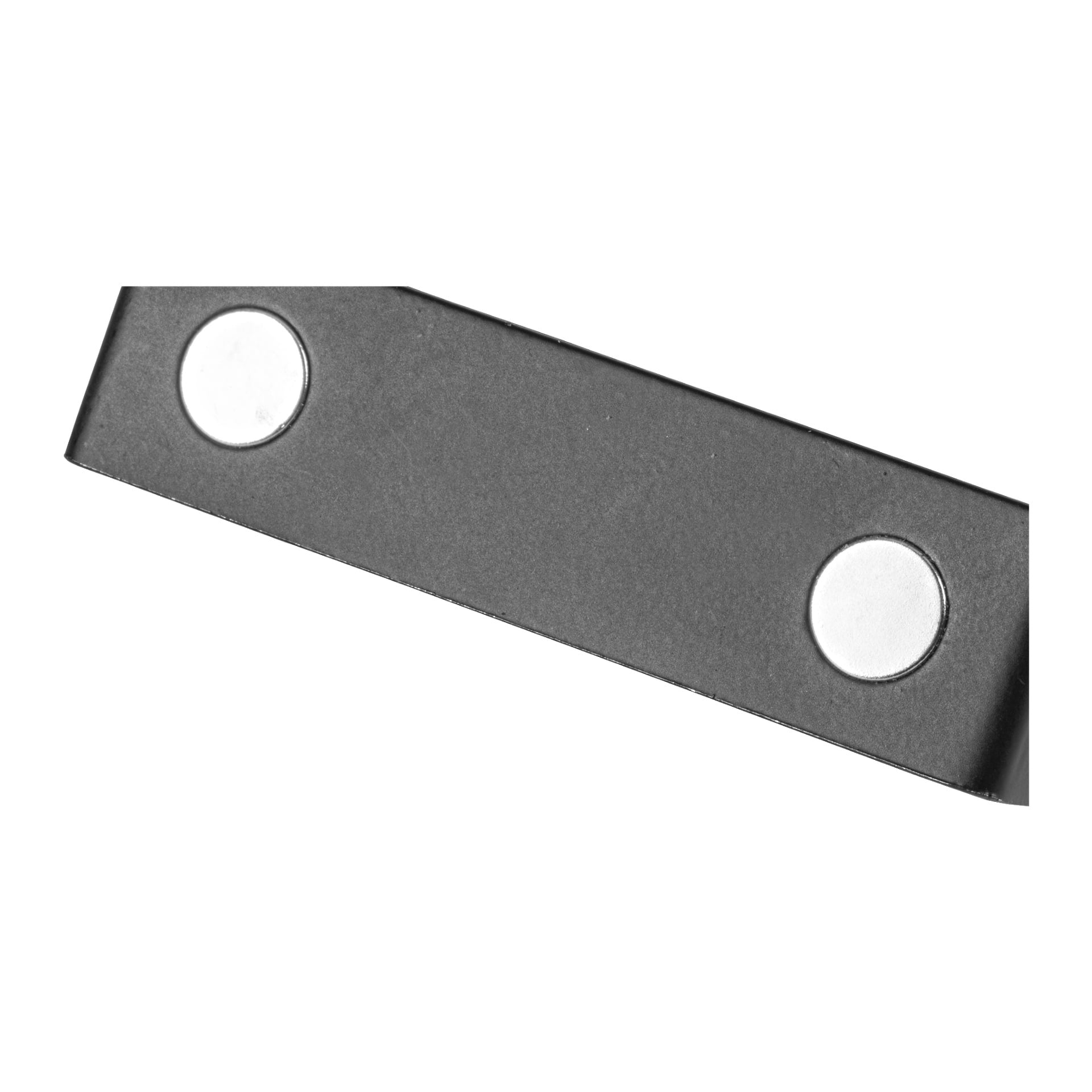 En närbild av Anslut Work lampa LED, som framhäver dess svarta metallkropp och två runda silvermagneter på ena sidan.