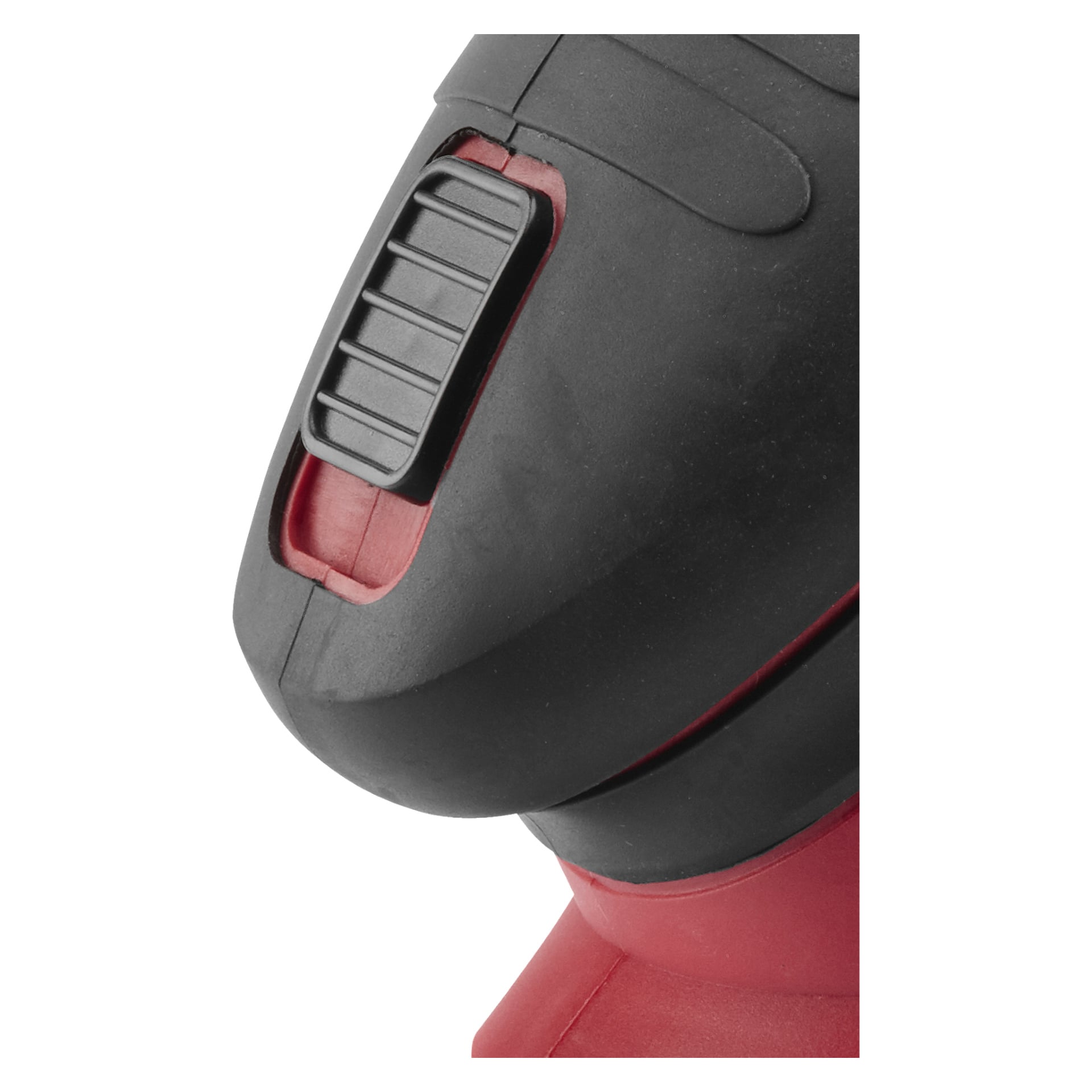 Meec Tools Multiseries Multi-szlifier SM-18V EASY 300 pojawia się w kolorze czarno-czerwonym, ze szczególnym uwzględnieniem teksturowanego czarnego przełącznika.
