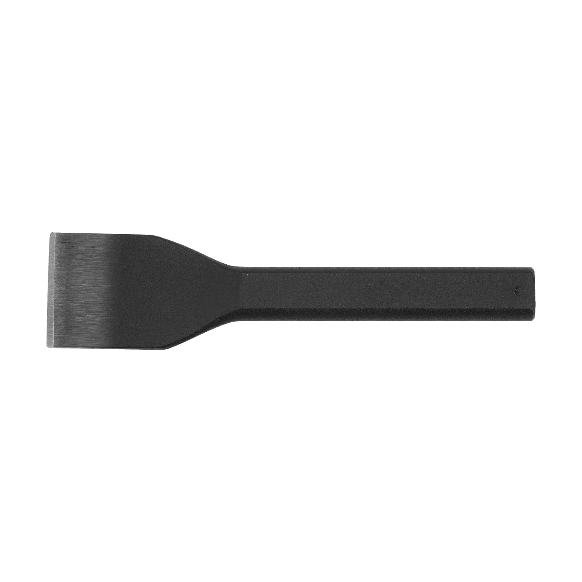 Dłuto Meec Tools Cold z płaskim, czarnym, szerokim, prostokątnym ostrzem i prostą rękojeścią. Narzędzie wydaje się być wykonane z metalu.