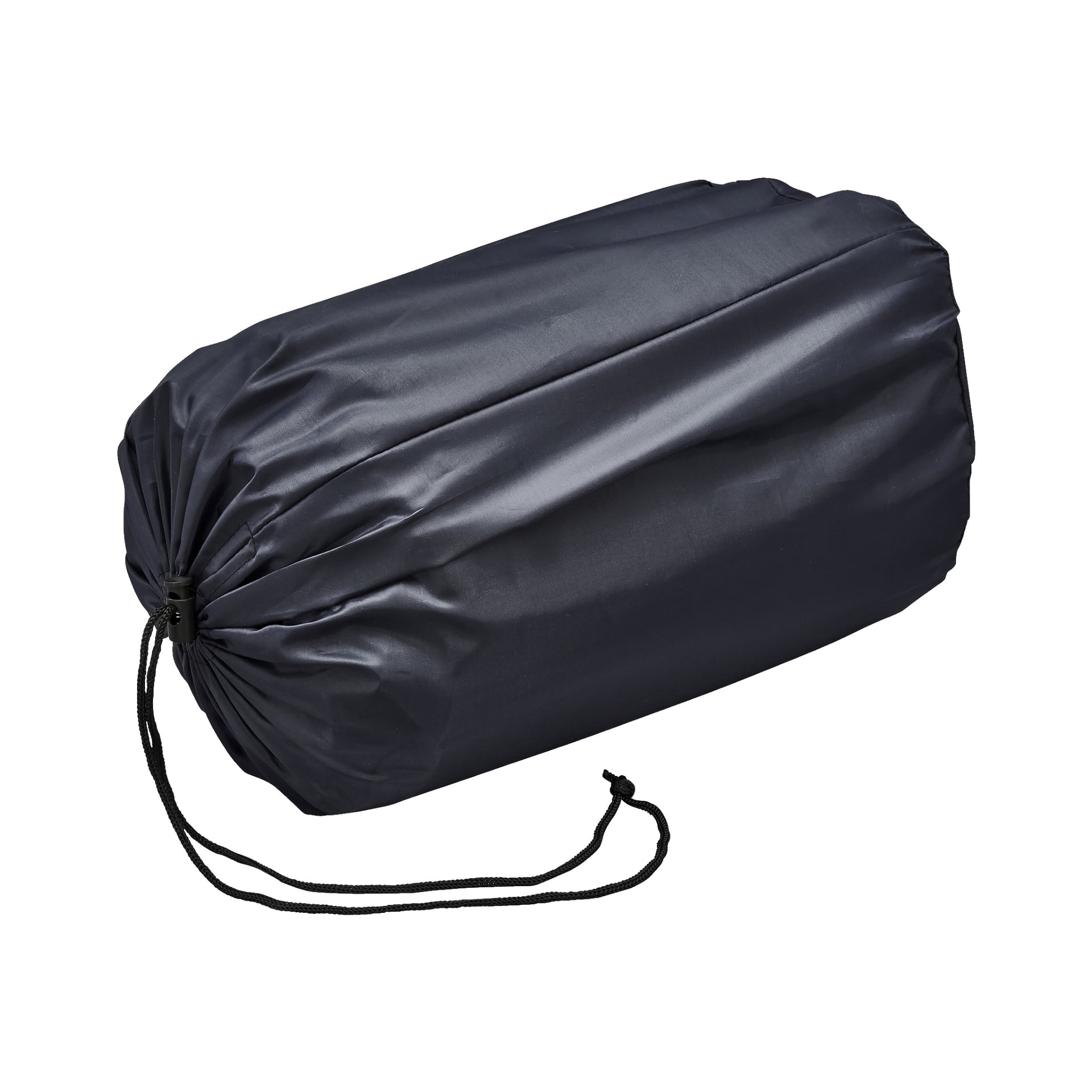 En mørkeblå sylinderformet pakkesekk med svart trekkhynning holder Kayoba Outdoor Self-inflating Sleeping Mat.