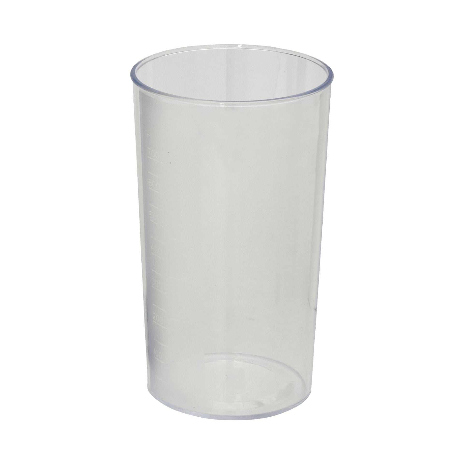 Menuettin Hand Blender -setti on kuvassa pystyasennossa. Muotoilu on sylinterimäinen ja moderni, ja sekoituskuppi näyttää mittamerkinnät, jotka on merkitty ml.