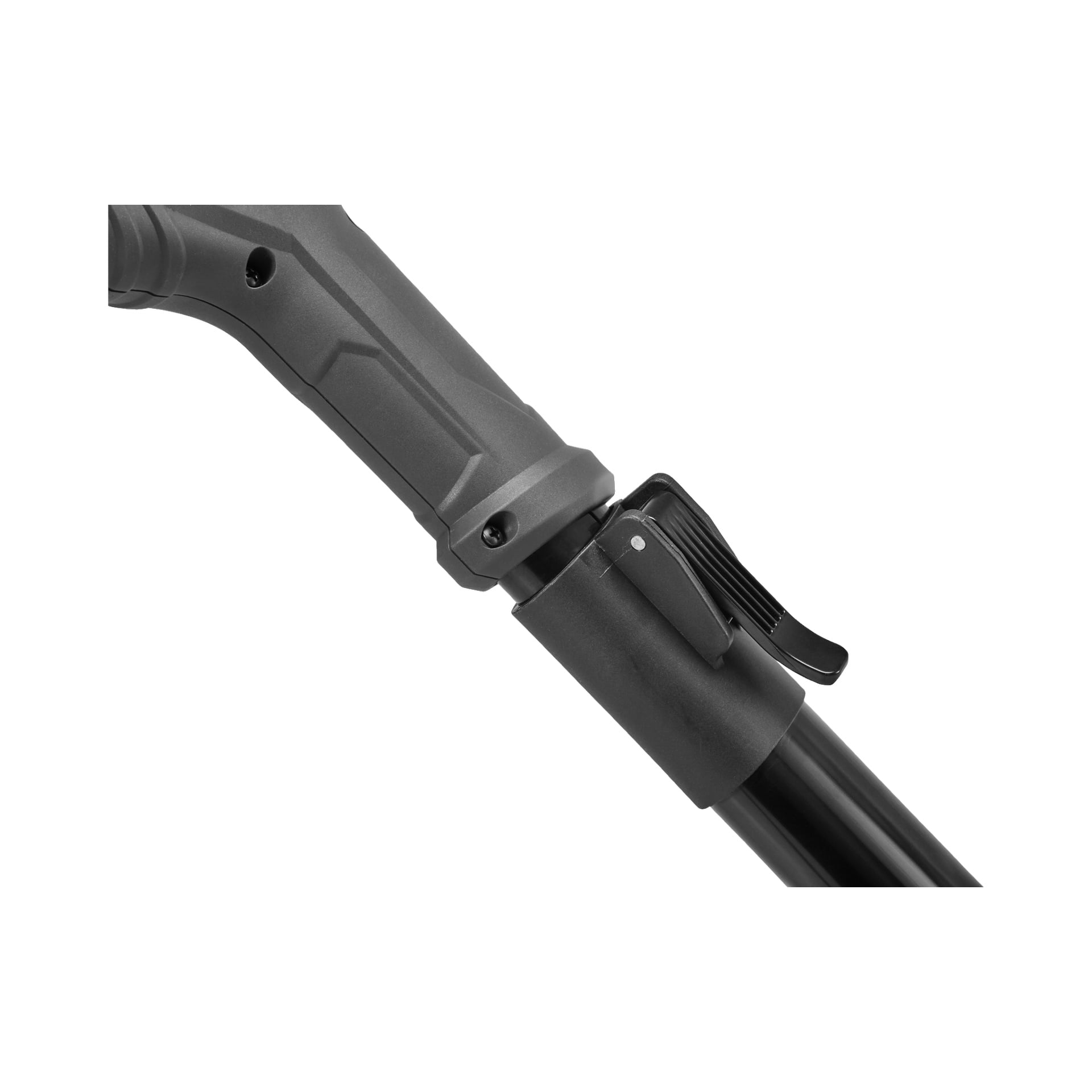 Nærbilde av det svarte teleskophåndtaket med justerbar låsespak på Meec Tools Drywall Sander WS-W HOME 300.