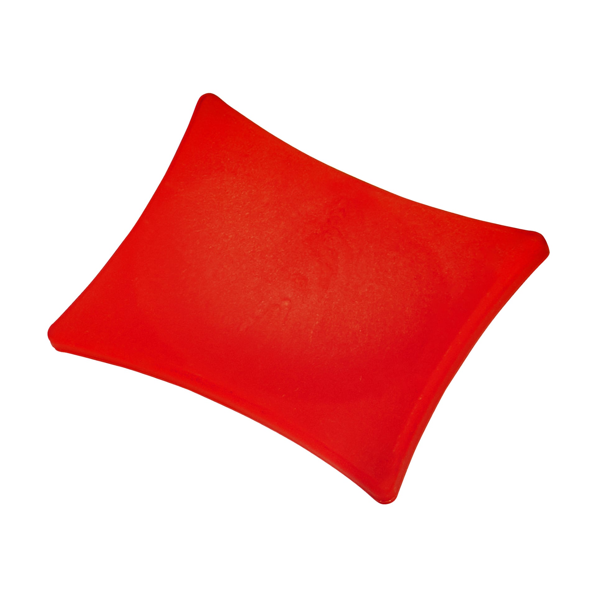 En platt, rektangulär röd silikondyna med lätt böjda kanter från Hamron Mounting Kit for Load Carriers (4-pack) visas upp.