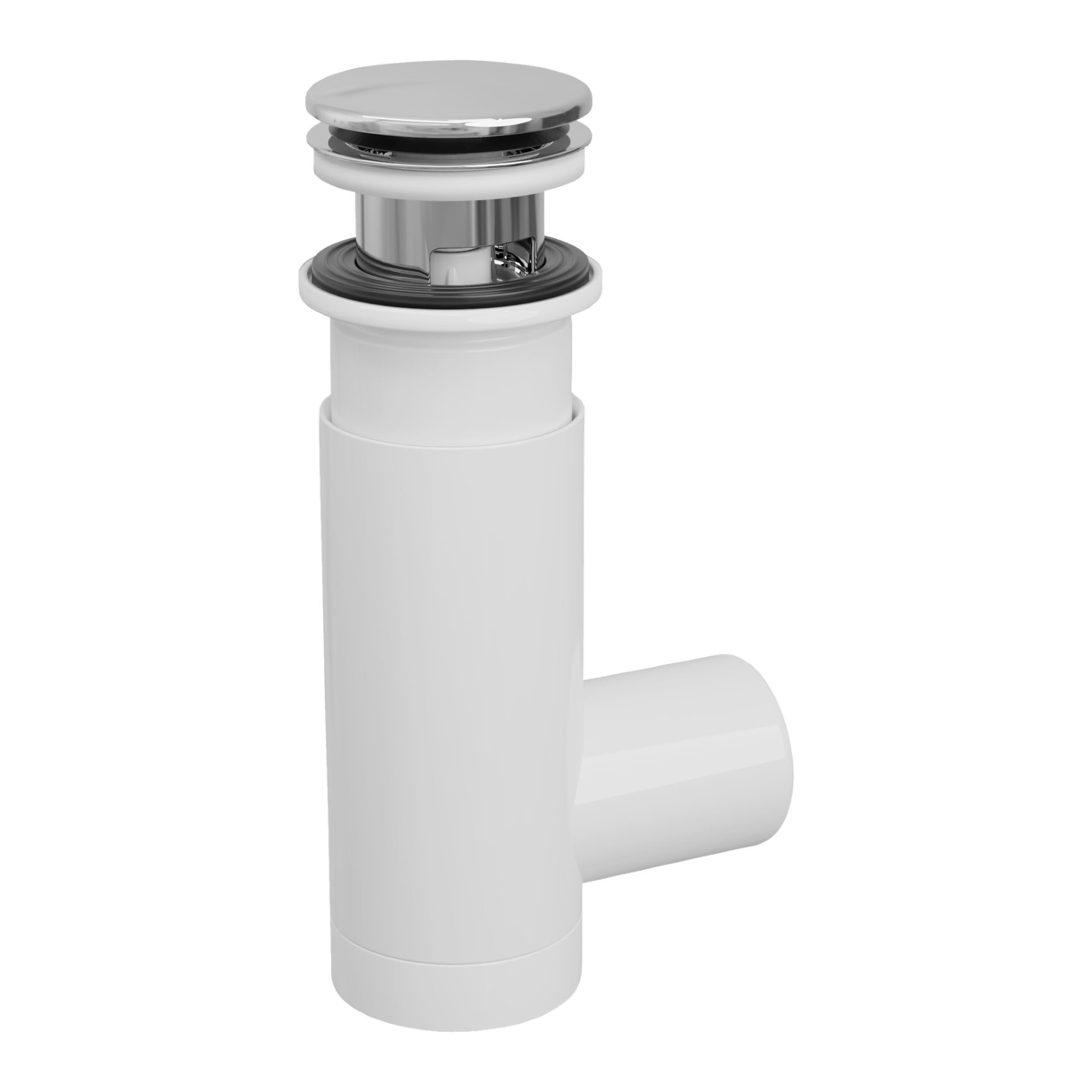 Prevex vattenfiltre EasyClean, en vit plastflasklås med krom pop-up-propp, används vanligtvis under badrumshandfat för att förhindra att avloppsgaser läcker ut. Armaturen har en horisontell avfallsutlopp i sin design.