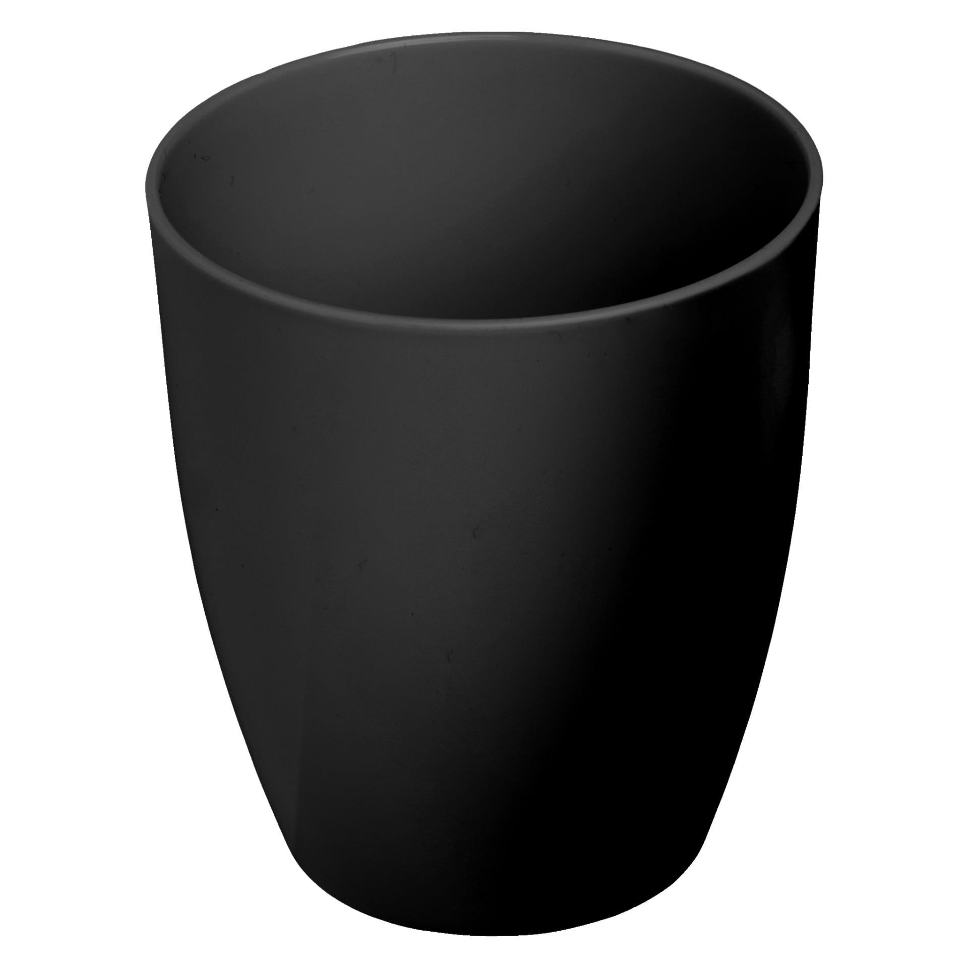En Menuett-mugg med matt svart keramisk finish, rundad form och slät textur.