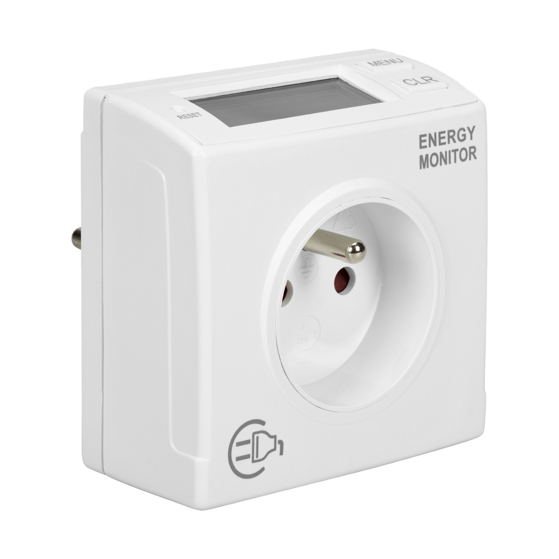 Licznik energii Anslut to biały monitor energii podłączony do wtyczki z cyfrowym ekranem u góry, okrągłym gniazdkiem pośrodku oraz kilkoma oznaczonymi przyciskami w prawym górnym rogu. Jest zaprojektowany do śledzenia i wyświetlania zużycia energii elektrycznej.