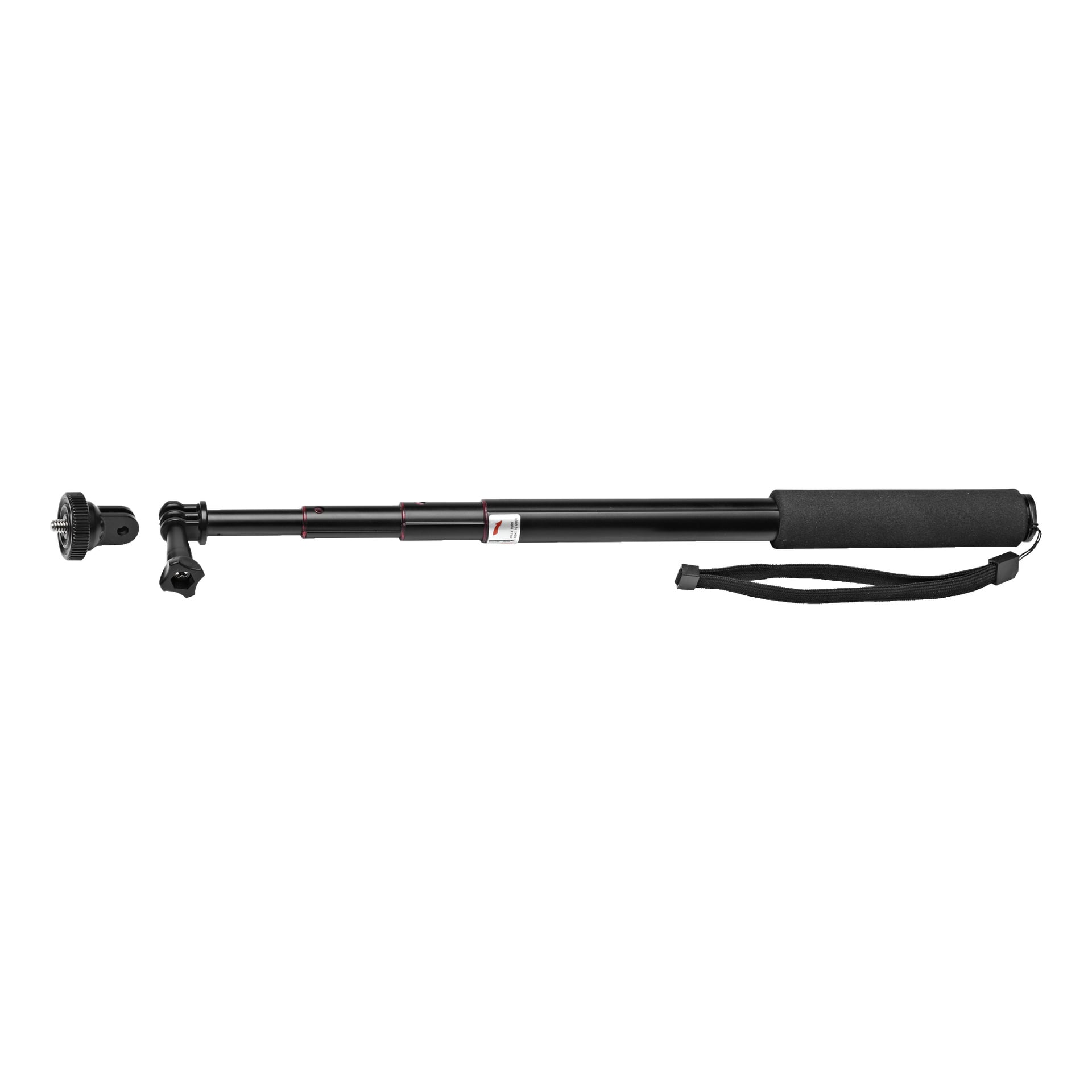 Prezentowany jest teleskopowy monopod, będący częścią zestawu akcesoriów Marquant do kamer akcyjnych. Posiada piankowy uchwyt dla chwytu, pasek na nadgarstek dla bezpieczeństwa oraz regulowaną śrubę montażową na jednym końcu.