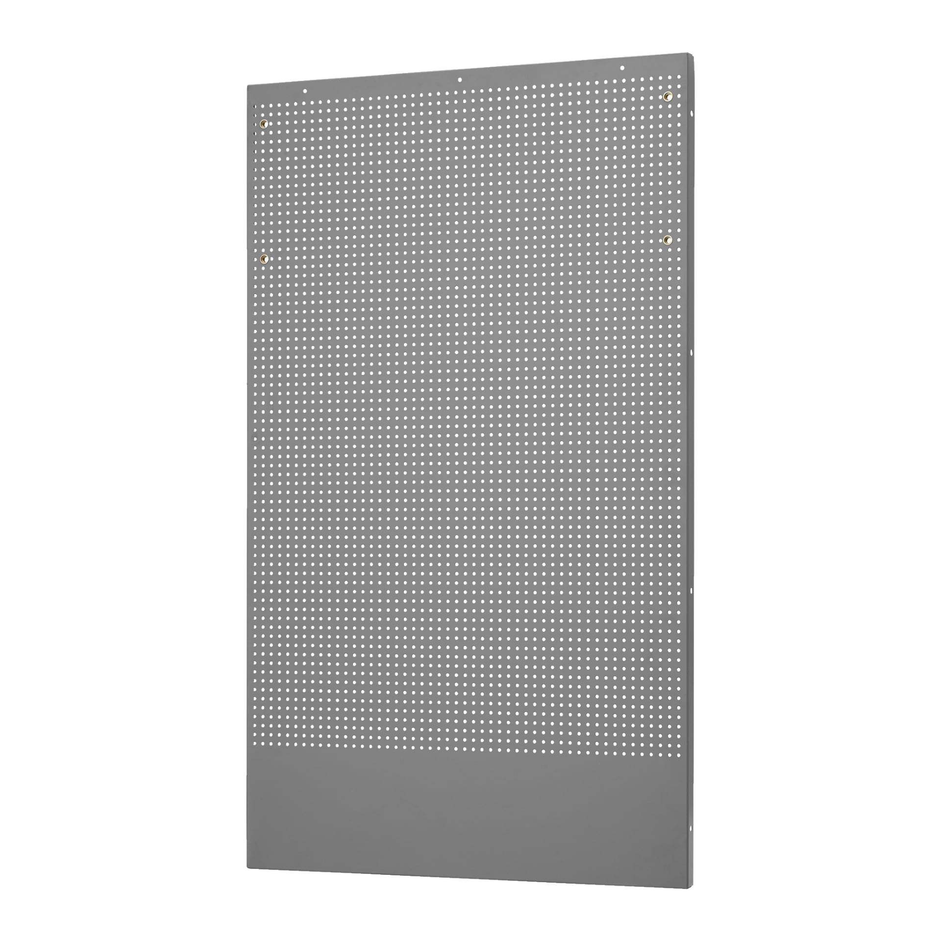 Et Hard Head Tool-panel har et rektangulært grått metalldesign med jevnt fordelte små hull og fire monteringshull i hjørnene.
