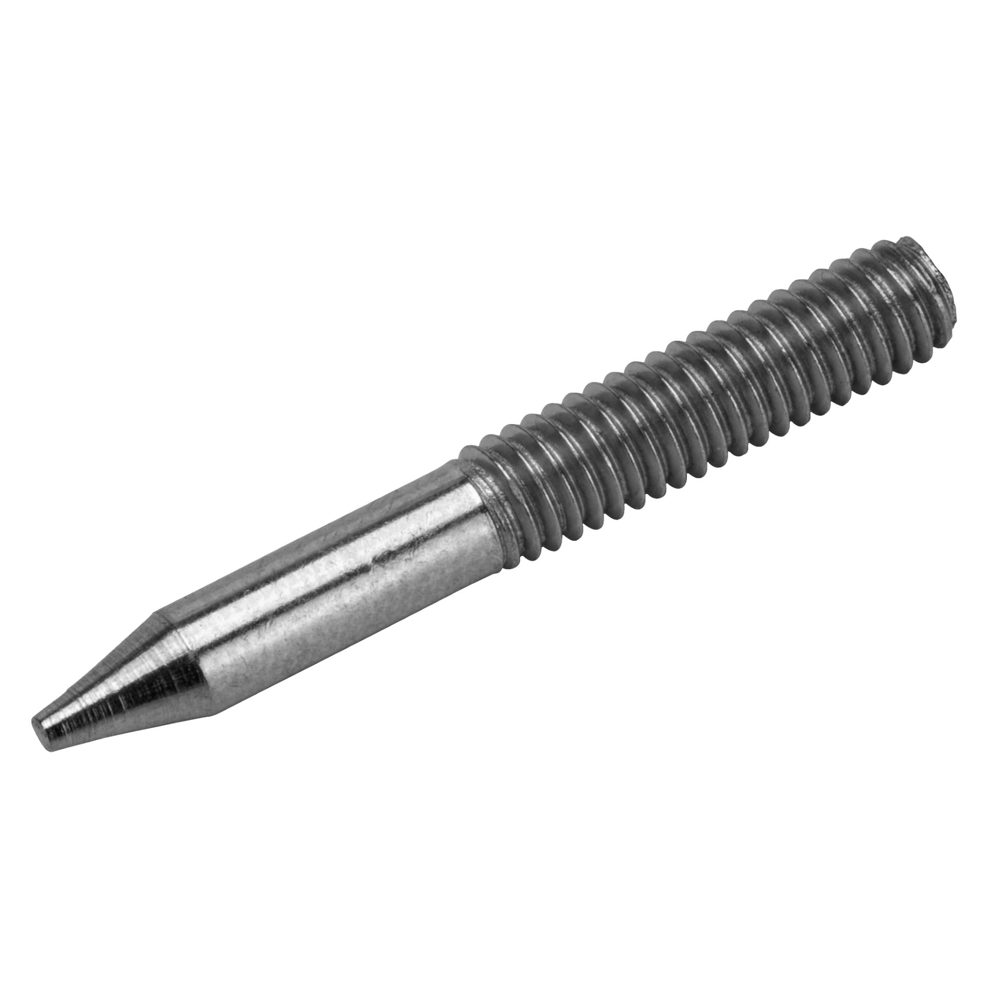 En närbild av ett Hard Head husnummer, som markerar en metalltrådad stift med en vass spets som används som fästanordning för att säkert fästa numret.