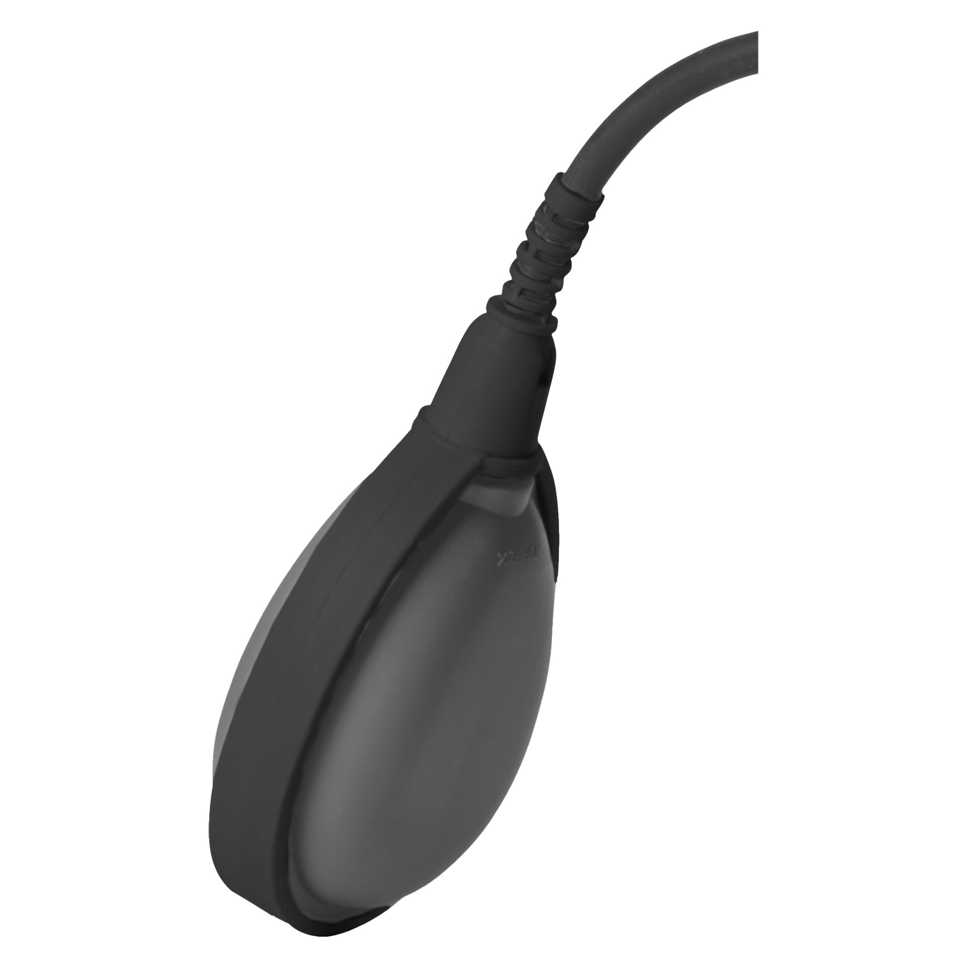 En närbild på en svart kabel fäst vid den droppformade, matta Meec Tools nedsänkbara pumpen.