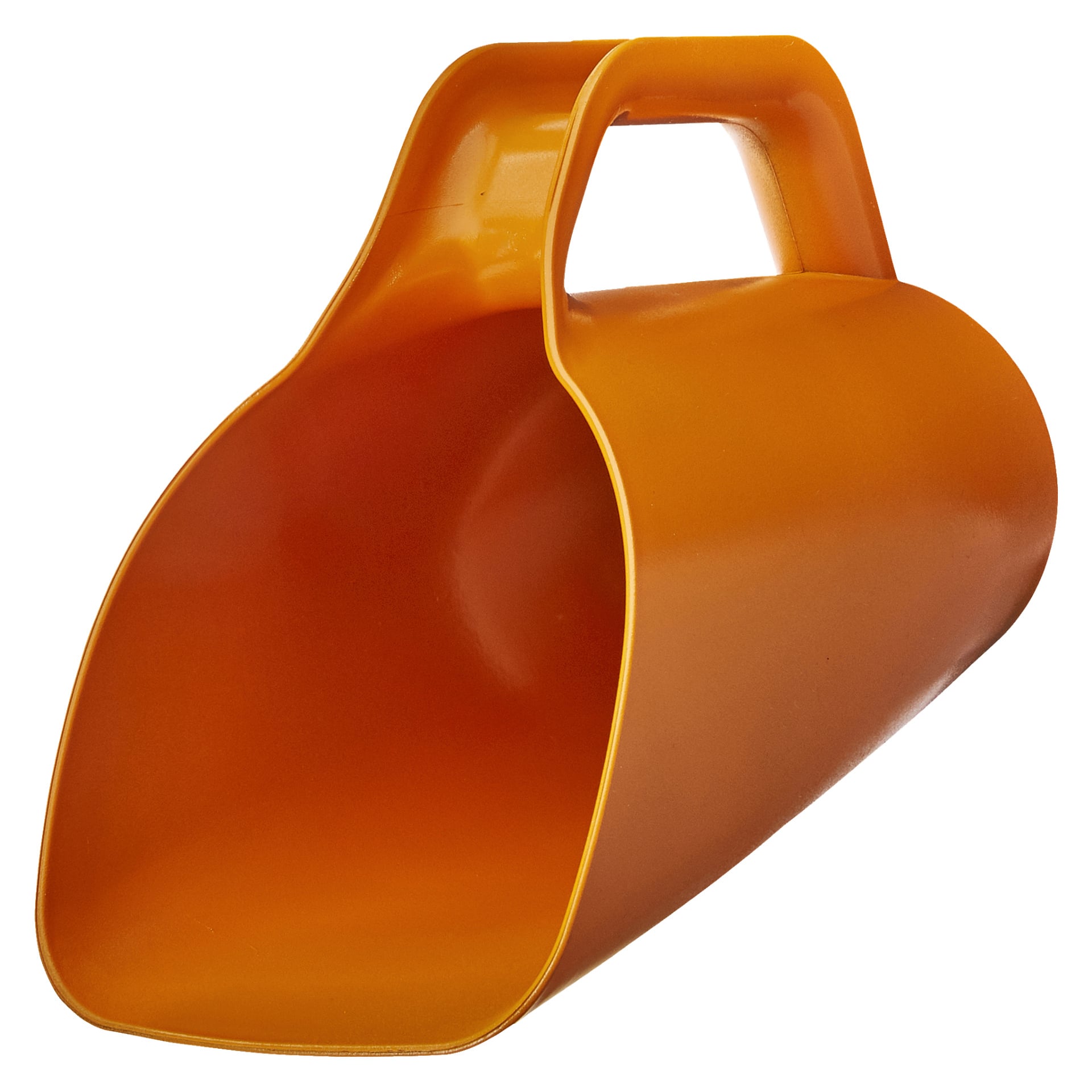 En stor orange plastbailer från Kayoba med ett böjt handtag.