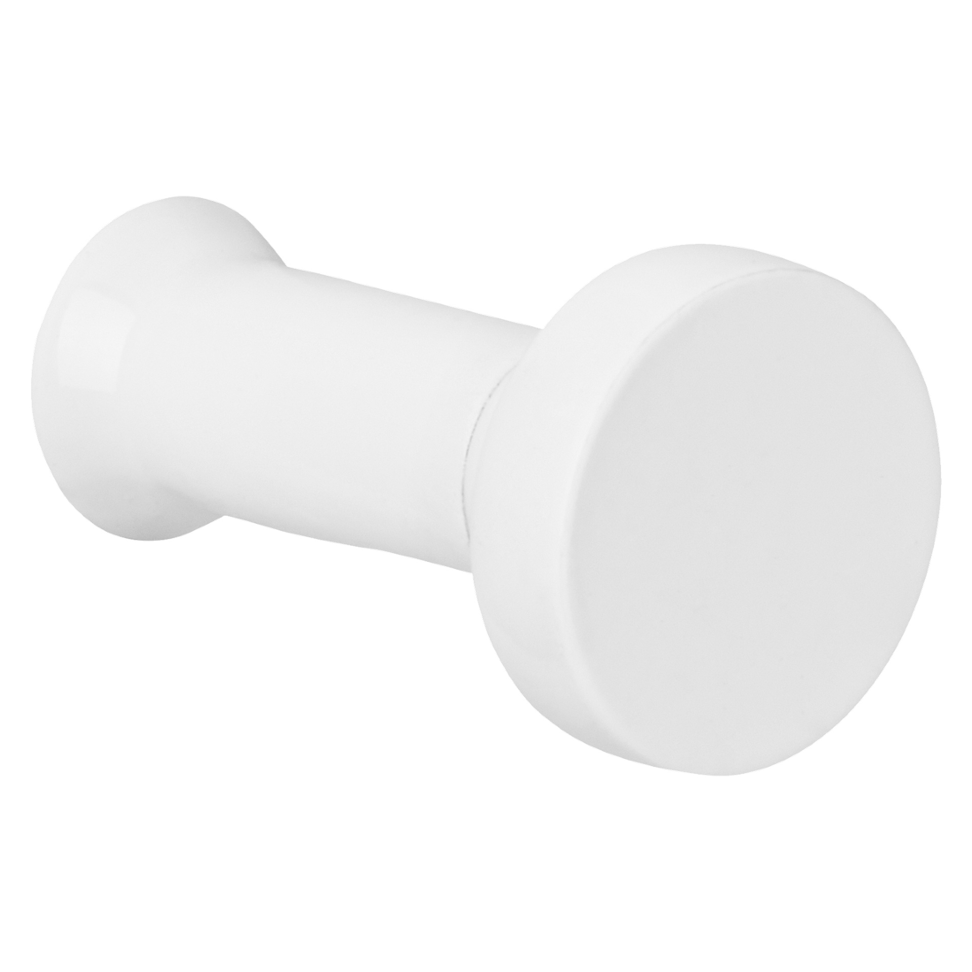 En minimalistisk vit cylindrisk klädkrok med platta runda ändar från Hard Head.
