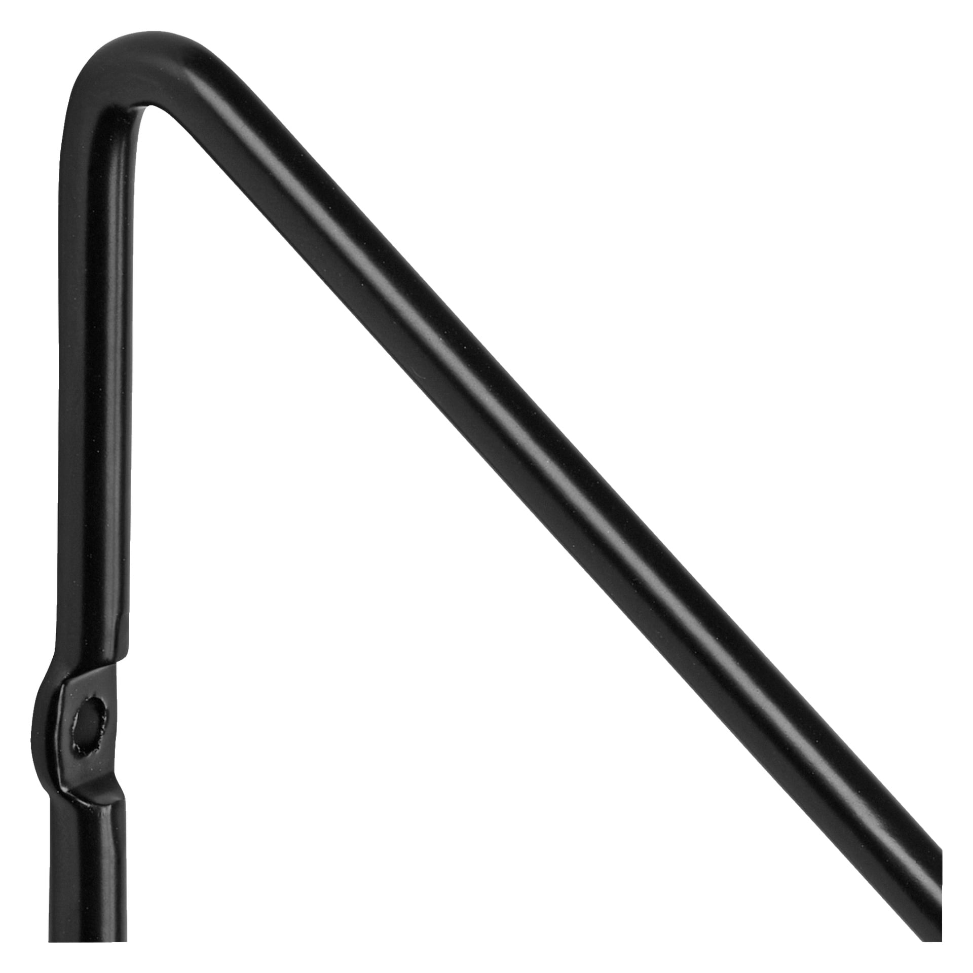 En närbild på ett Hard Head Brackets 2-pack, med ett svart metallfäste böjt i rät vinkel med en fog i hörnet fastsatt med en skruv.