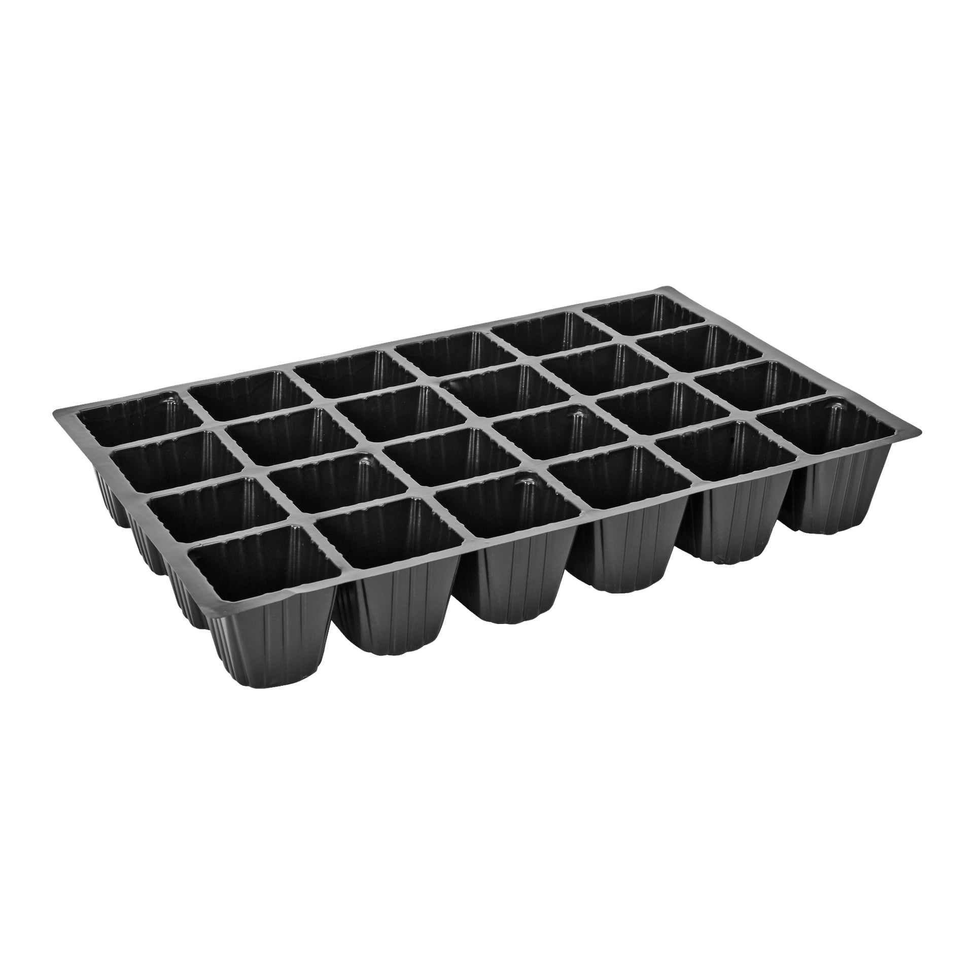 Hard Head Seed-brickan är tillverkad av svart plast och har 18 fyrkantiga fack organiserade i tre rader om sex. Denna tomma bricka är perfekt för att plantera frön eller odla unga plantor.