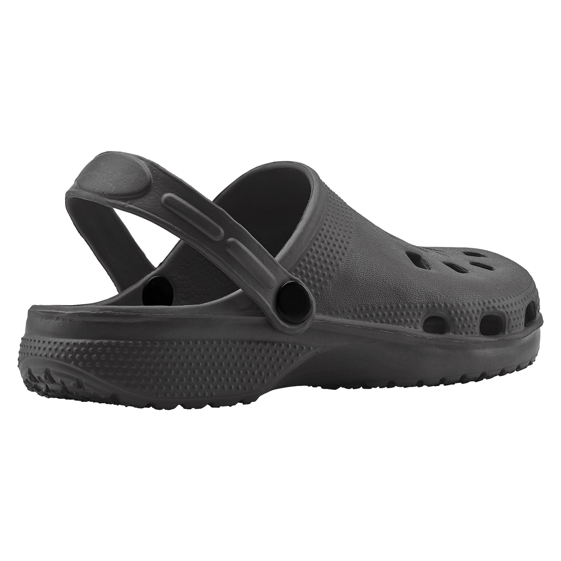 En grå Kayoba Outdoor Slippers-sko visas i profil, med ventilationshål och en vädbar hälrem.