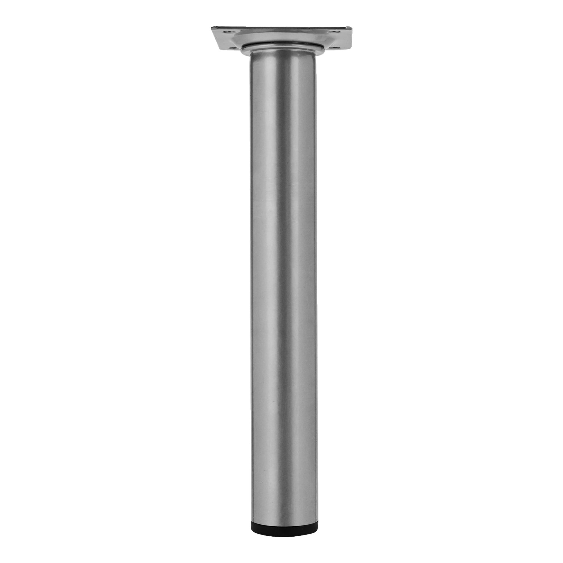 Ett ben av Hard Head Furniture med en slank cylindrisk metallform, toppad med en monteringsplatta och avslutad med en svart lock vid basen.