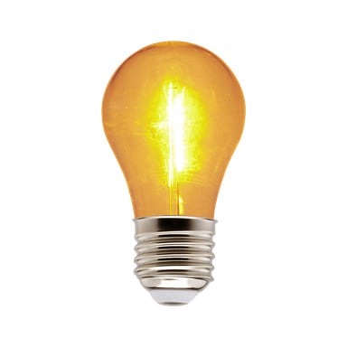 En livfull gul LED-festlampa från Anslut med metallisk skruvbas visas.
