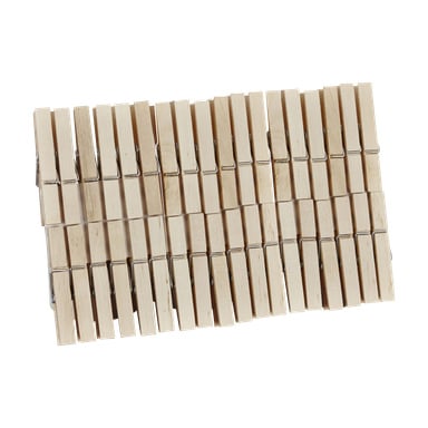 Ett 36-pack med Menuett-träklädnypor arrangerade i jämnt fördelade rader.