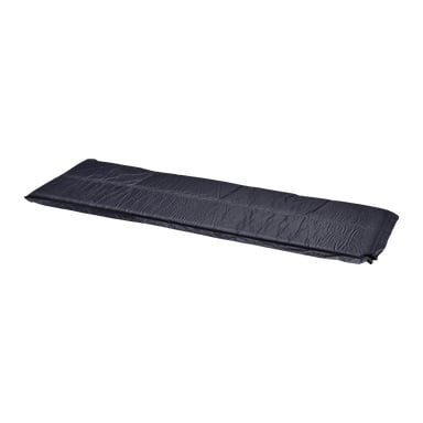 Eine Kayoba Outdoor selbstaufblasbare Schlafmatte mit rechteckigem Design und einer dunklen, leicht zerknitterten Oberfläche.