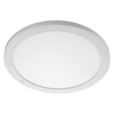 En rund, vit infälld LED-taklampa från Anslut med rörelsesensor, med en slank yta och minimalistisk cirkulär list, lämplig för moderna inomhusmiljöer.