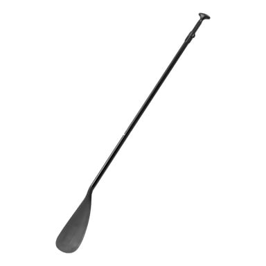 En enkelt svart Kayoba-åre med avlangt håndtak, justerbar nær toppen for lengde, og et bredt, flatt blad.