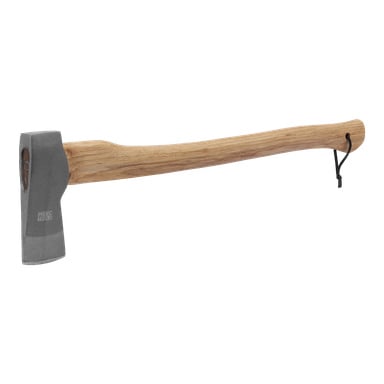 En Meec Tools hogeøks med metallhode og et polert, buet treskaft, ferdigstilt med en svart løkke til oppheng. Meec Tools-logoen vises på øksehodet.