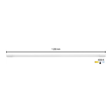 Anslut T8 LED-fluorescerende rør, hvitt, 1 200 mm langt med en nøytral 4000K fargetemperatur.