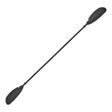 En Kayoba-åre er plassert diagonalt, og viser sitt rette skaft med et ovalt svart blad i hver ende.