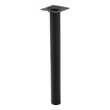 Et Hard Head Furniture-ben med en svart metallsylinderform, toppet med en firkantet monteringsplate med skruehull.