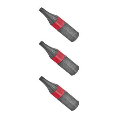 Tre identiska Meec Tools Bits 3-pack svarta och röda trådkontakter med räfflade toppar och S2110 präglade på den nedre delen, arrangerade vertikalt.