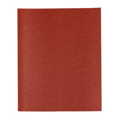 Ett enda ark från Meec Tools Sanding Paper 5 Pack visas och visar dess fina gryniga yta med en slät, jämn röd färg som täcker hela den fyrkantiga formen.
